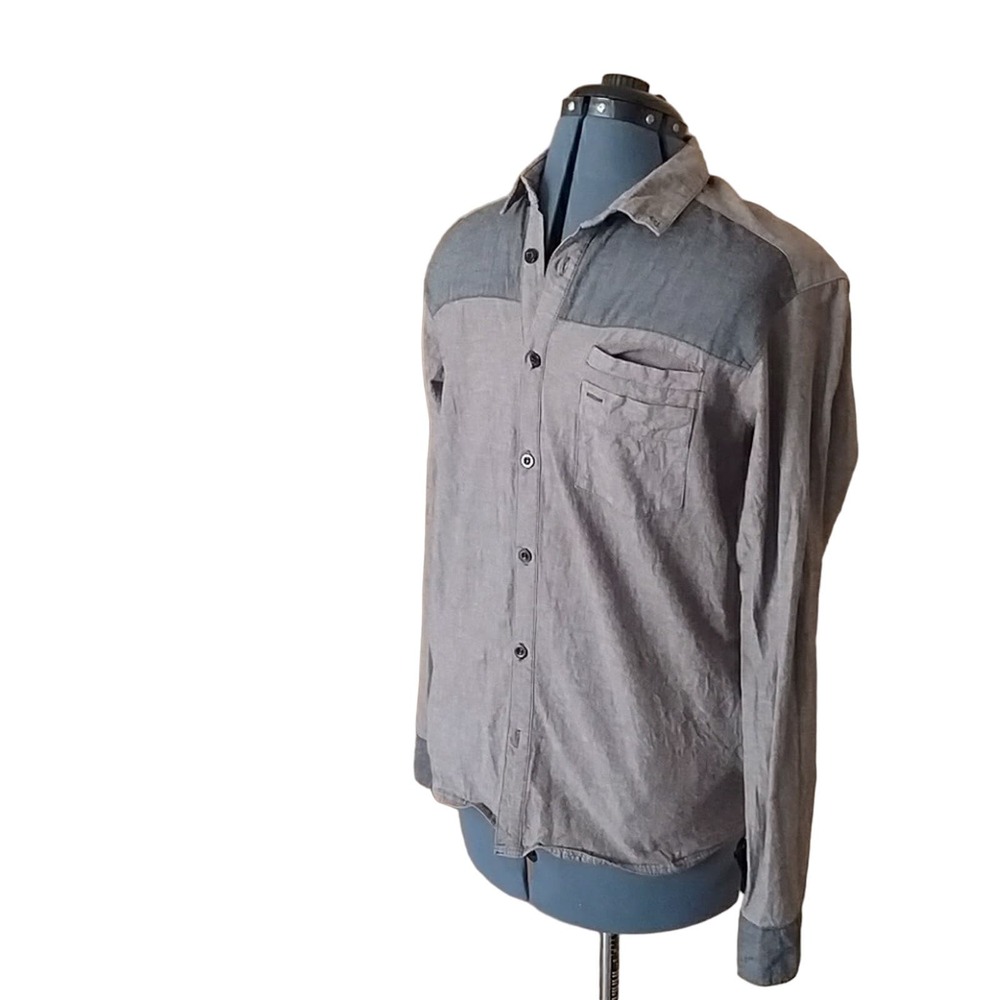 Men's Arsnl button down large linen tan and brown